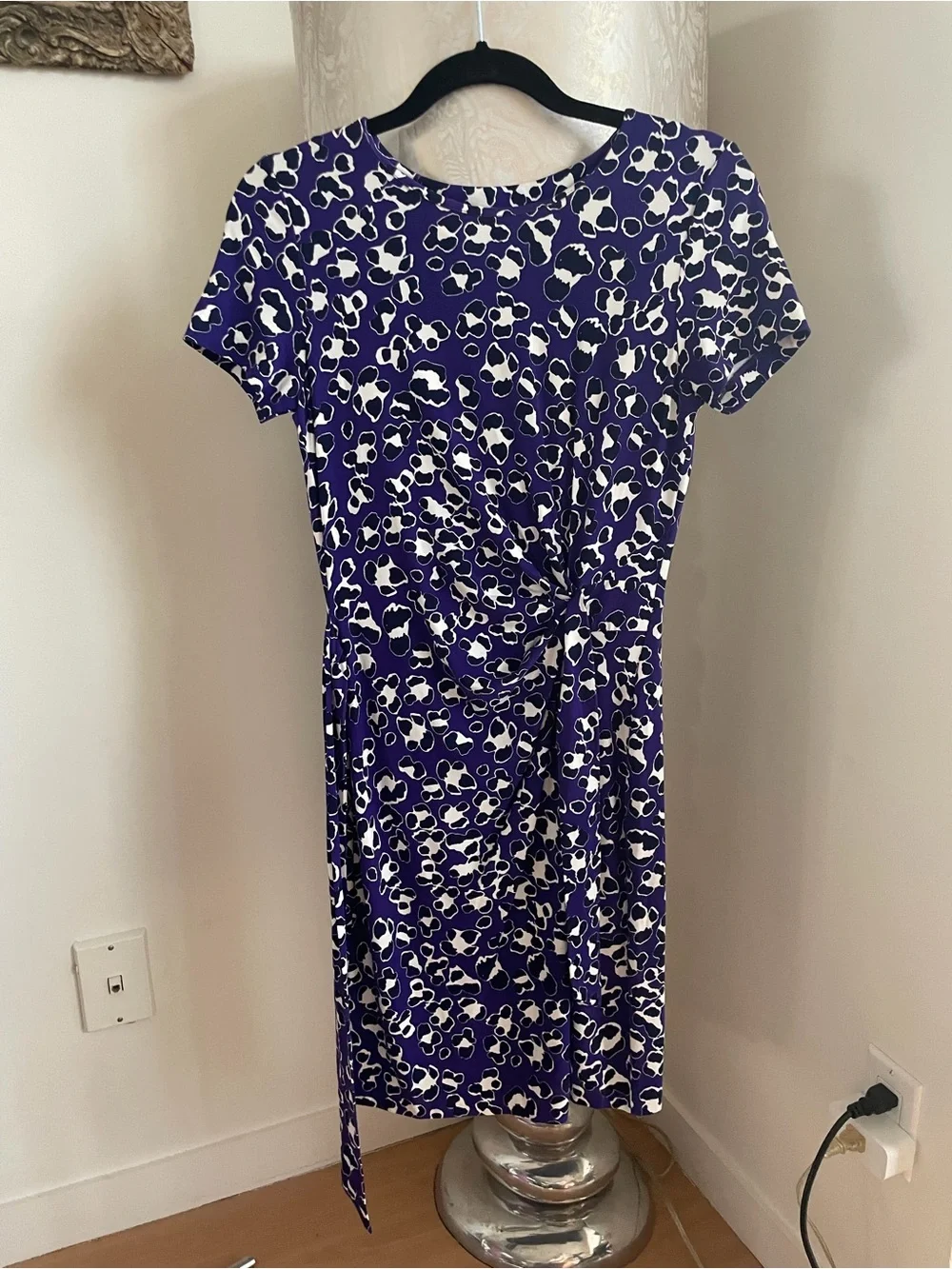 Diane von Furstenberg Zoe Purple Leopard Animal Print Dress Size US 2